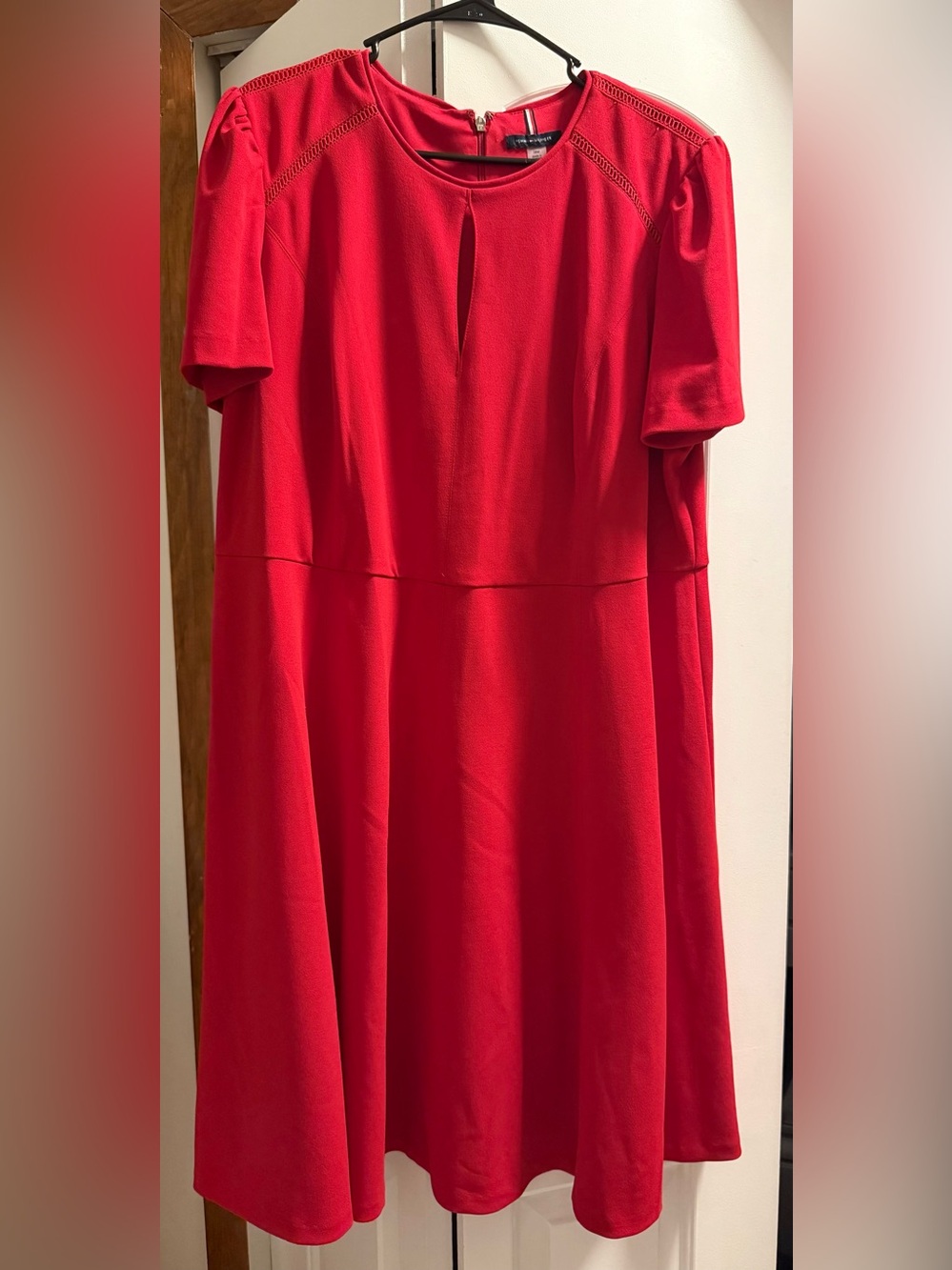London Times Bright Red Short-Sleeve Dress with Waist Detail